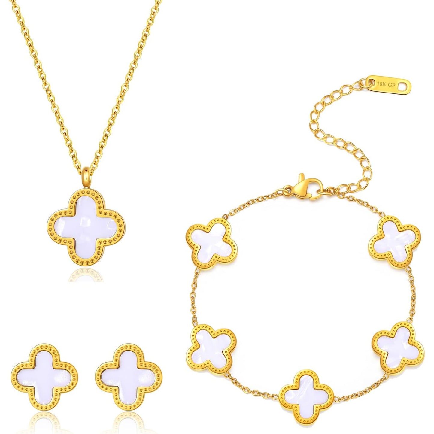 Emily - White Clover Set with Bracelet