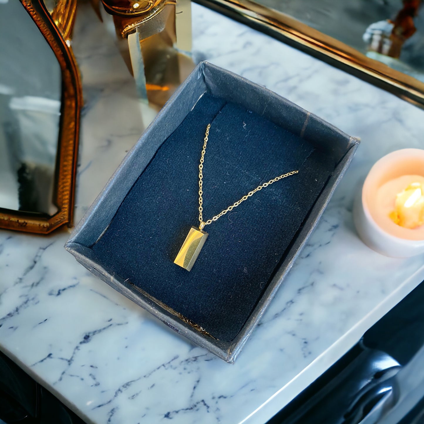 Ava - Gold Brick Necklace