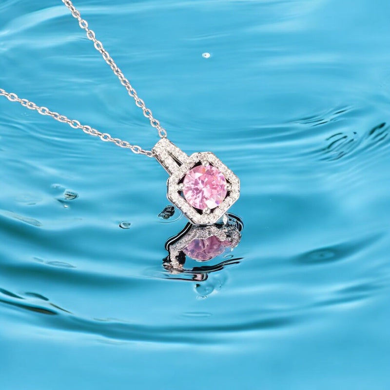 Summer - Pink & Silver Stone Necklace